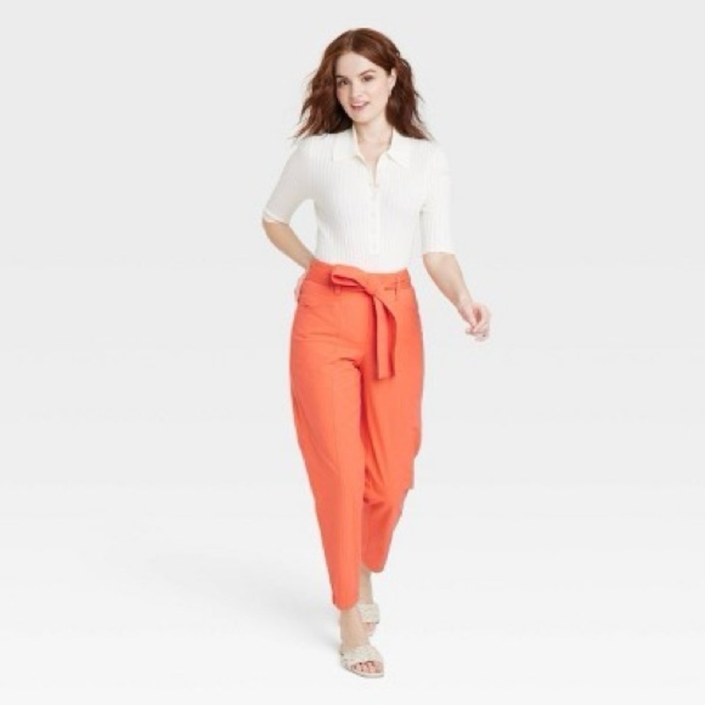Women's High-Rise Tapered Ankle Tie-Front Pants - A New Day 2 NWOT - Picture 5 of 5